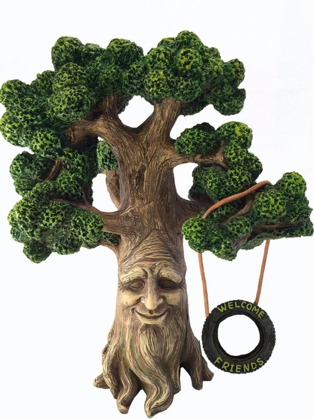 Enchanted Miniature Fairy Garden Gnome Tree with Glow-in-the-Dark Welcome Sign